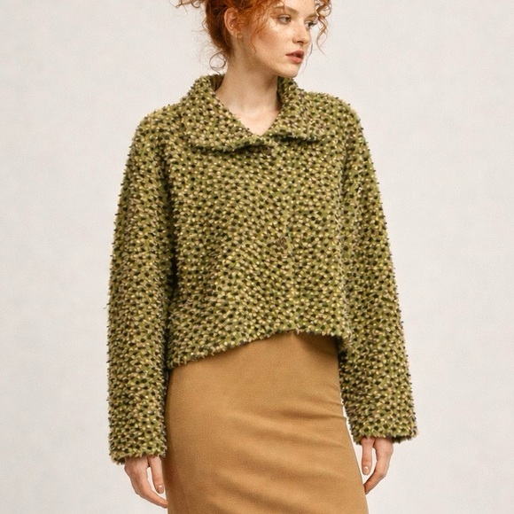 TIB Designs Jackets & Blazers - Boho Textural Wool Blend Conceptual Design Jacket